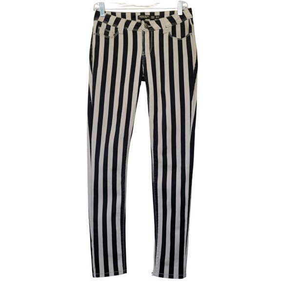 DENIM BLVD American Style Beige & Black Striped Jeans - Picture 3 of 5